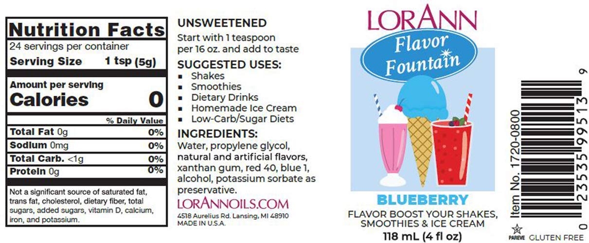 Lorann Blueberry Flavor Fountain, 4 Oz Bottle