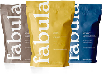 Fabula Coffee Variety Pack - Medium, Decaf, Dark, Whole Beans - 3 bags (12 oz. each)