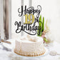 Happy 19Th Birthday Cake Topper, 19 Birthday Party Cake Decorations (Black And Gold Flashes, 19Th)
