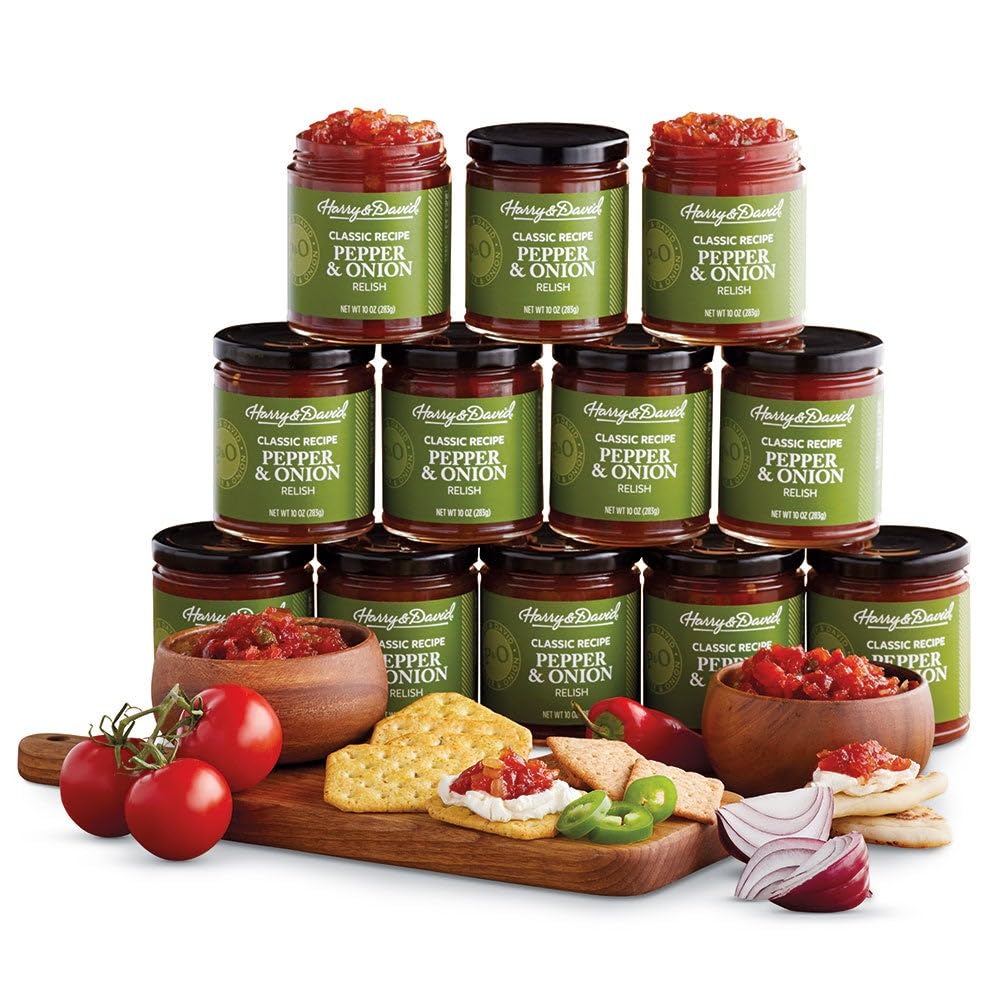 Harry & David Classic Recipe Pepper & Onion Relish, 10 Ounces (12-Pack), Hot Dog Topping, Hamburger Relish, Condiment Staple