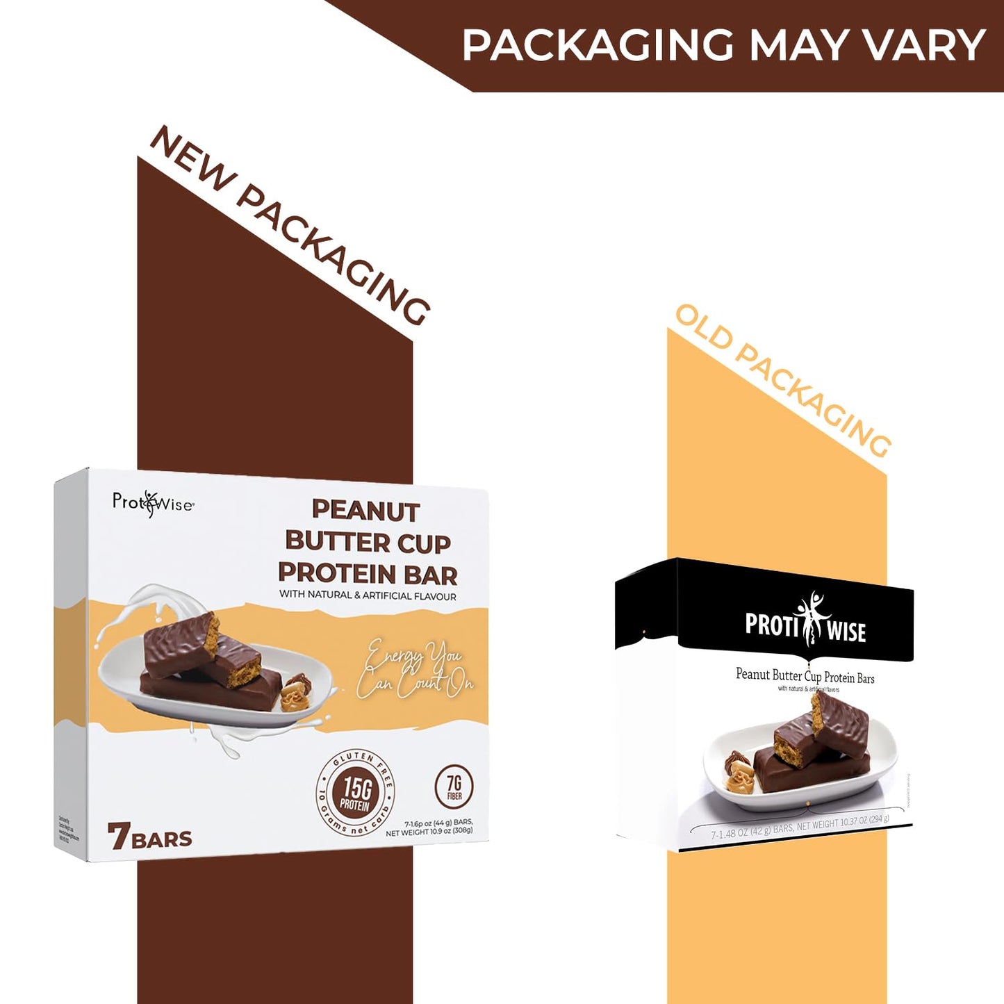 Protiwise – Peanut Butter Cup High Protein 15G Bar | 7/Box | Weight Loss, Diet, Keto Friendly, Meal Replacement | Gluten Free, Low Fat, Low Sugar