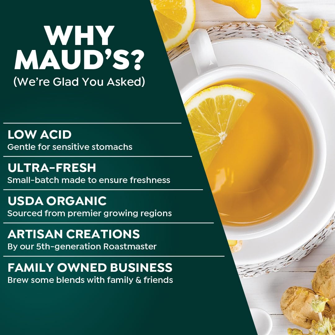 Maud'S Organic Green Tea Passion (Passion Green With Envy Tea), 24Ct. Solar Energy Produced Recyclable Single Serve Organic Gree