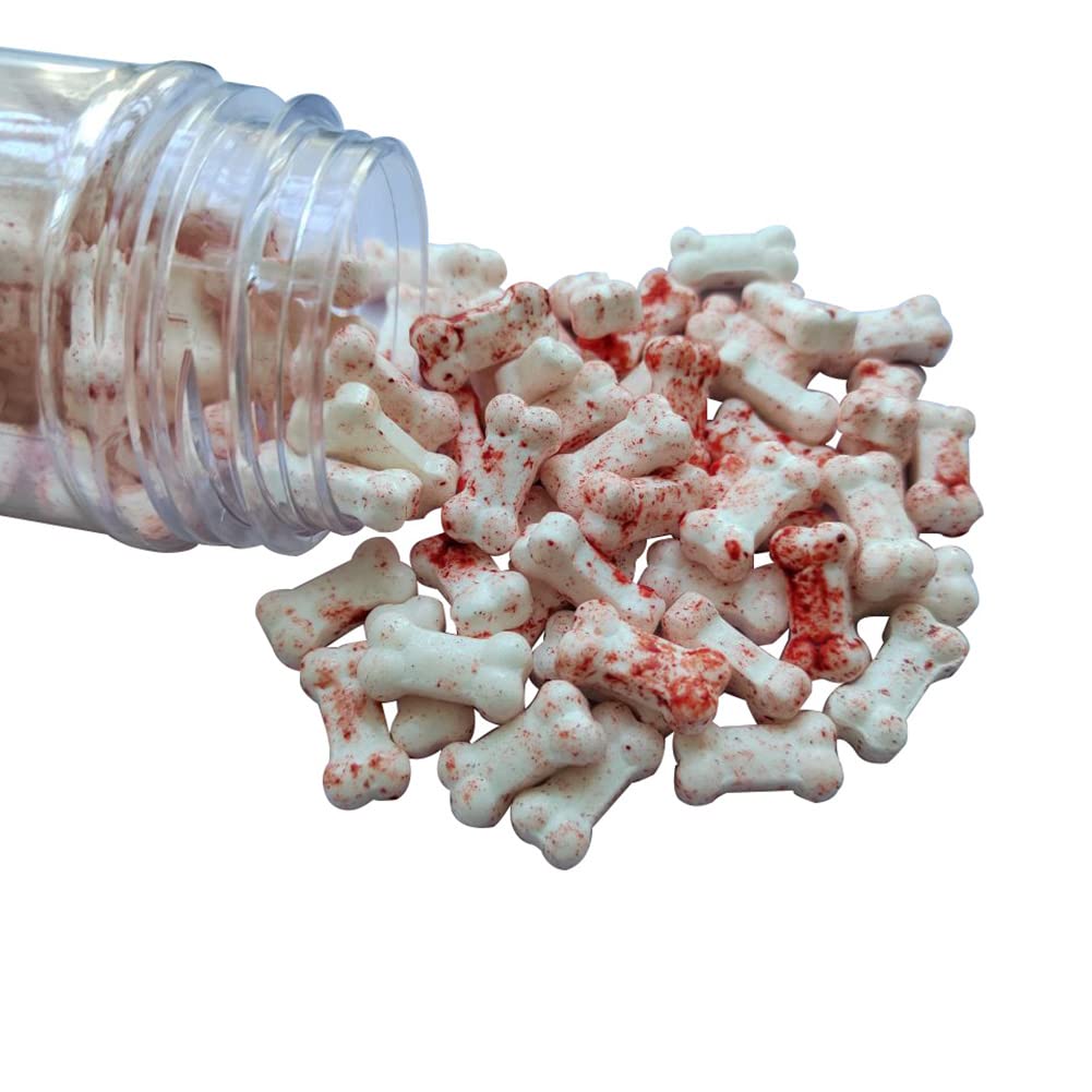 1 Bottle Bloody Red Dog Bones Candy Cake Cupcake Toppers Cookie Decorations Edible Dessert Sprinkles for Halloween Christmas Cak