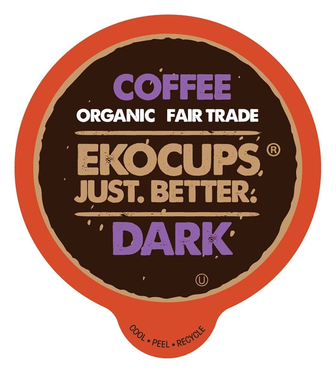 EKOCUPS Organic Dark Roast Coffee Pods - Strong Bold Flavor - 40 Recyclable Capsules for Keurig K Cups - Model ECDARK40