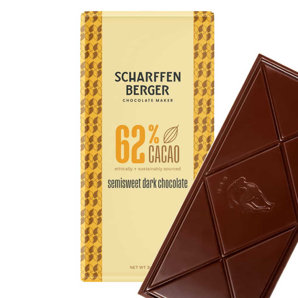 Scharffen Berger Semisweet Dark Chocolate Bar, 62% Cacao, 3 Ounce