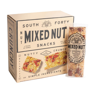 South 40 Snacks Mixed Nut Bar, Extra Crunchy Whole Nut Snack Bar, Almonds, Hazelnuts, Peanuts, Sesame Seeds, Honey And Sugar, De