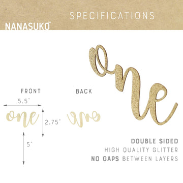 Nanasuko 1St Birthday Cake Topper - One - Double Sided Gold Glitter - Premium Quality Made In Usa