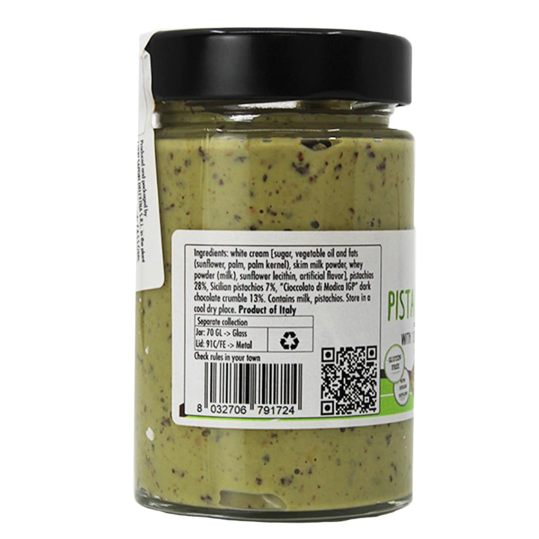 GUSTO ETNA Pistachio Butter with Chocolate Chips, 6.7 oz, Non-GMO, Rich & Nutty Spread for Knafeh and Desserts