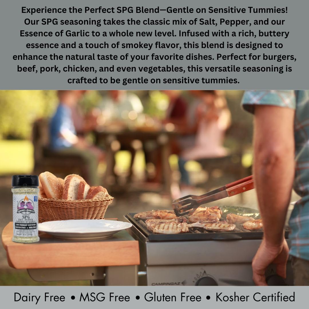 Smoke N Sanity - Spg (Salt, Pepper, Essence Of Garlic Salt) Seasoning, Monash Certified Low Fodmap, Gluten Free, Kosher, Dairy F