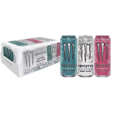 Monster Mix Energy Ultra Variety Pack, Zero Ultra, Fiesta & Rosa, 384 Fl Oz (24 Pack)