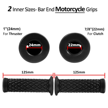 Motorcycle Grips Non Slip Rubber Bar End Thruster Grip 78 22Mm 24Mm Motorcycle Comfort Hand Handlebar Grip Thruster Grip (Black)