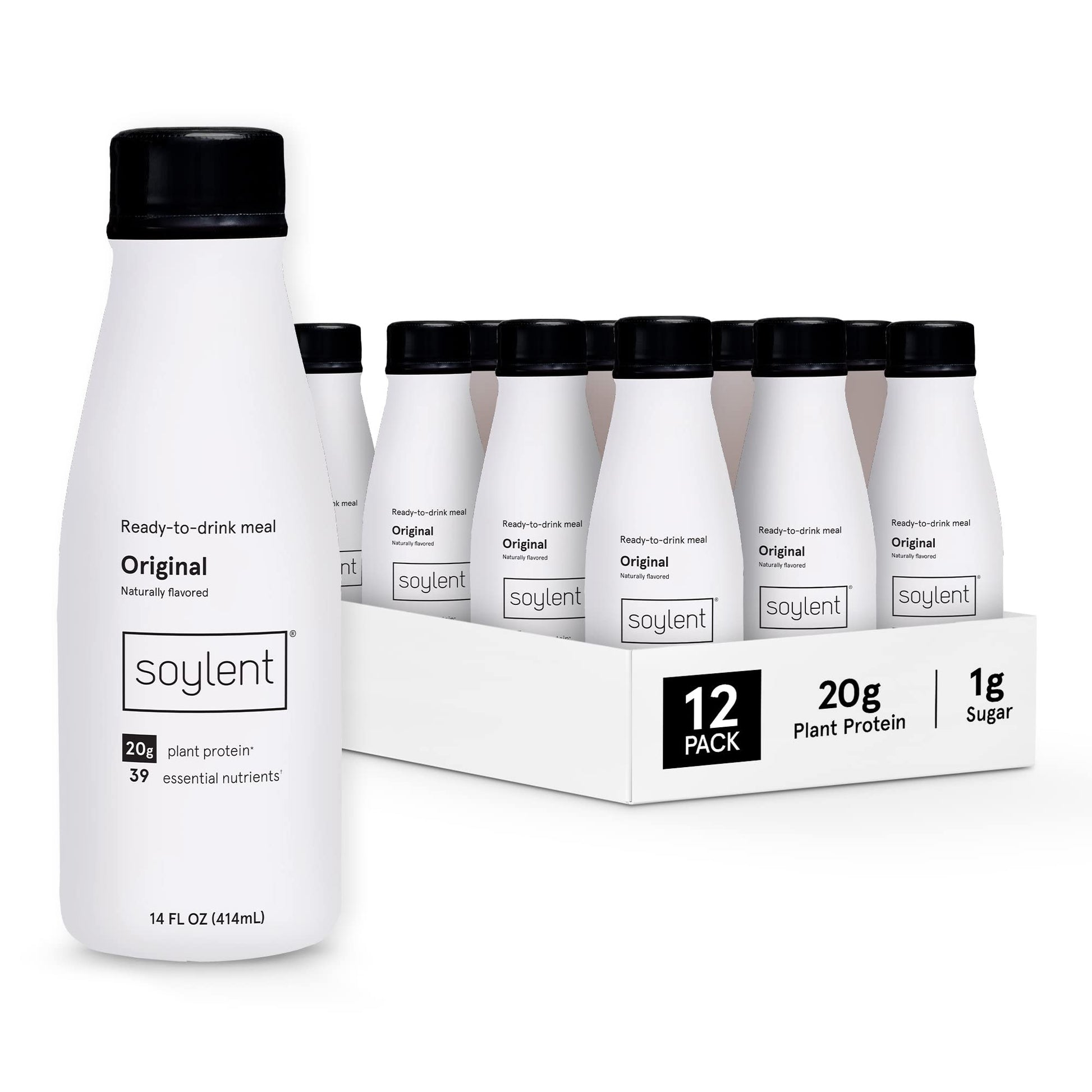 Soylent Original Meal Replacement Shake, Ready-to-Drink Plant Based Protein Drink, Contains 20g Complete Vegan Protein and 1g Su