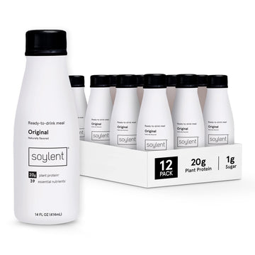 Soylent Original Meal Replacement Shake, Ready-to-Drink Plant Based Protein Drink, Contains 20g Complete Vegan Protein and 1g Su