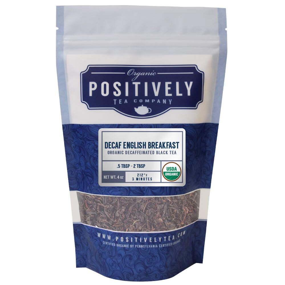 Organic Positively Tea Company Decaf English Breakfast Black Tea Loose Leaf 4 Ounce