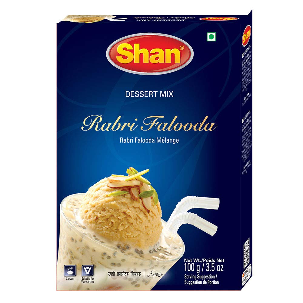 Shan Rabri Falooda Dessert Mix 3.5 oz (100g) - Powder for Ice Cream, Dry Fruit and Noodles milk Shake - Suitable for Vegetarians
