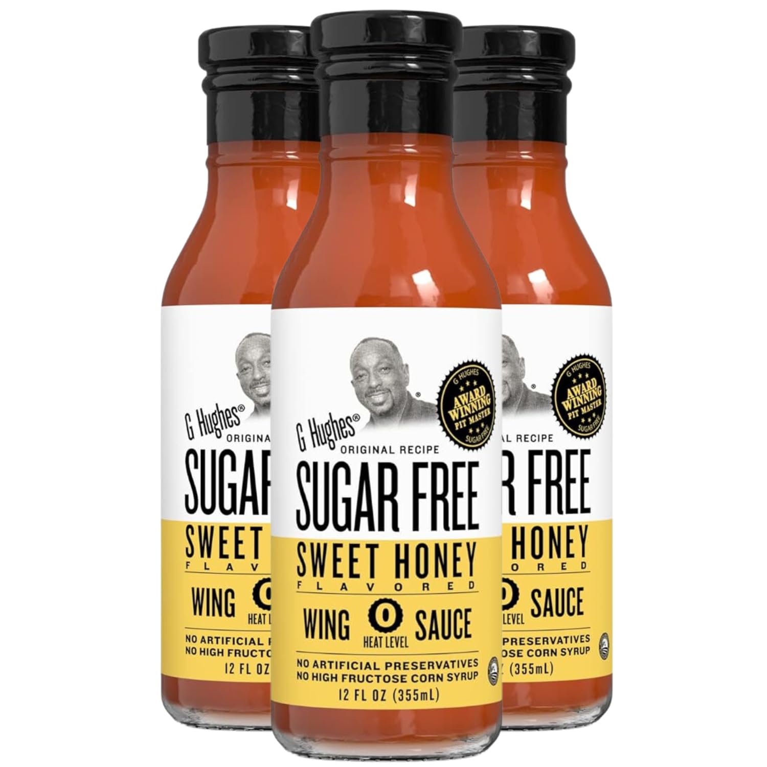 G Hughes Sugar Free Sweet Honey Wing Sauce - Hot Honey Bbq Sauces, Honey Garlic Sauce, Sugar Free Barbecue Sauce, Gluten Free Barbecue Sauces, Hot Honey Sauce, Bbq Honey - 12 Oz (3-Pack)