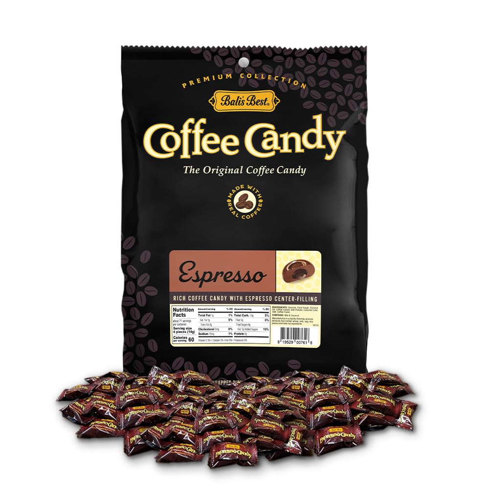 Balis Best Coffee Candy, Espresso Flavor, 2.2Lb Bag - 280 Pieces | Perfect For Boosting Energy Anytime, Ideal For Sharing And Th