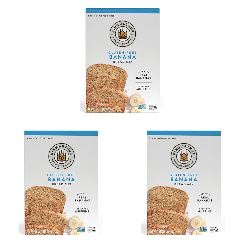 King Arthur, Gluten Free Banana Bread + Muffin Mix, Gluten-Free, Non-GMO Project Verified, Certified Kosher, 16 Ounces (Pack of 