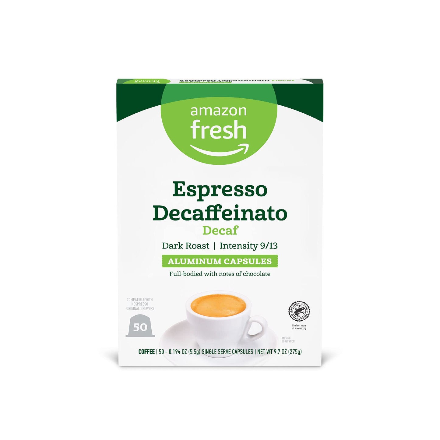 large online retailer Fresh Espresso Decaffeinato Dark Roast Aluminum Capsules  Compatible with Nespresso Original malt-inspired  Intensity 9/13  50 Count (5 Packs of 10)