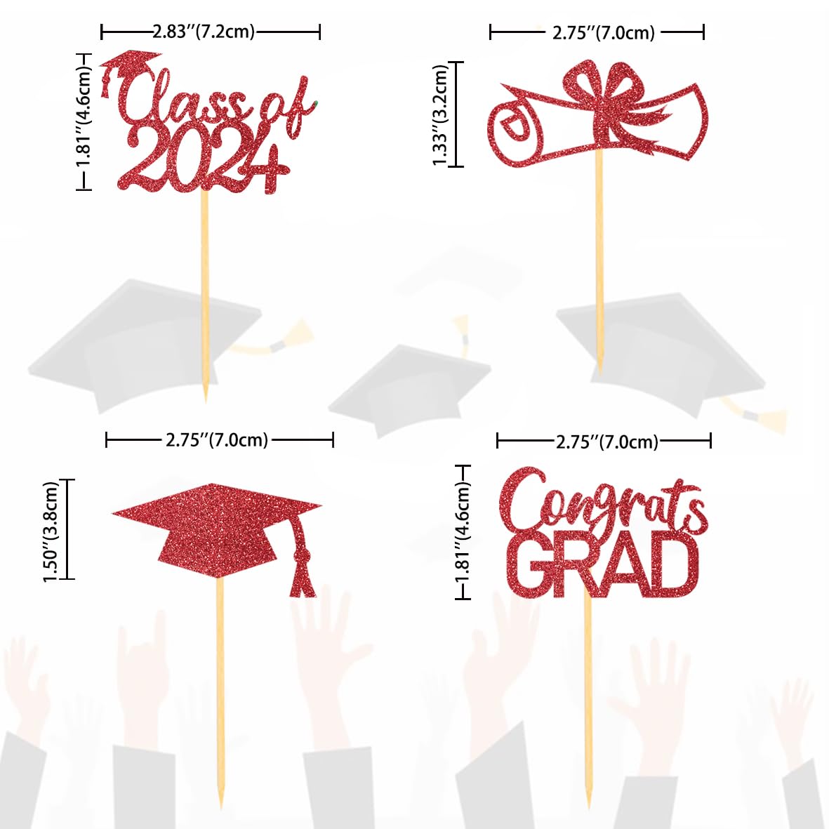 2024 Graduation Cupcake Toppers, Class Of 2024 Cupcake Toppers For Graduation Decorations, Congrats Grad Graduation Cake Decorat
