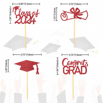 2024 Graduation Cupcake Toppers, Class Of 2024 Cupcake Toppers For Graduation Decorations, Congrats Grad Graduation Cake Decorat