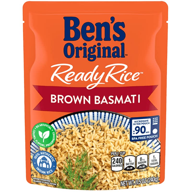 BEN S ORIGINAL Ready Rice Brown Basmati Rice, Easy Dinner Side, 8.5 oz Pouch (Pack of 12)