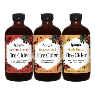 Hanys Harvest Fire Cider Sampler Pack - All-Natural, Non-GMO, Gluten-Free - 8 fl oz Glass Bottle (Pack of 3)
