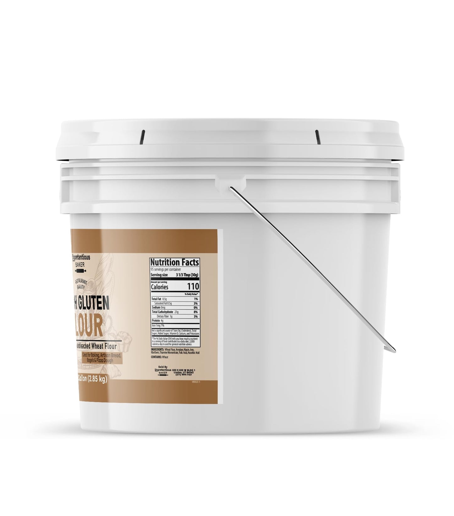 Unpretentious High Gluten Flour, 1 Gallon Bucket, Artisan Bread, Bagels, Pizza