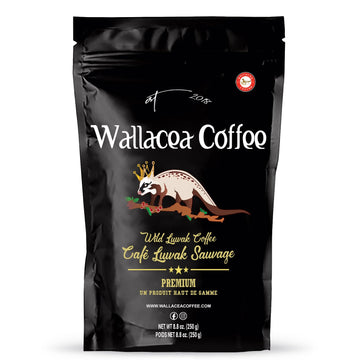 Wallacea Coffee Certified Wild Kopi Luwak Coffee Ground, Civet Coffee, Kopi Luwak From Gayo Sumatra Indonesia Low Acid Medium Dark Roast (8.8 Oz)