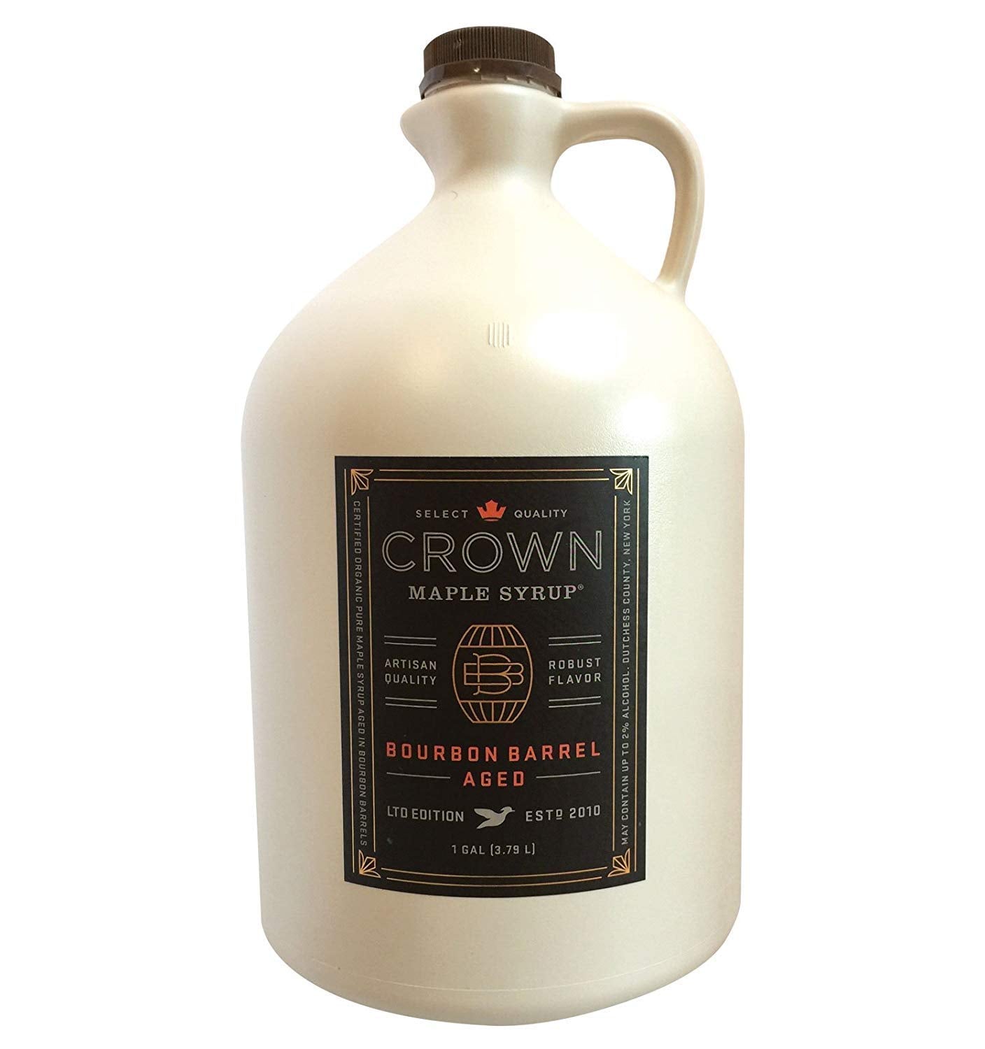 Crown Maple Organic Maple Syrup, 1 Gallon, Bourbon Barrel Aged for Pancakes, Marinades, and Cocktails