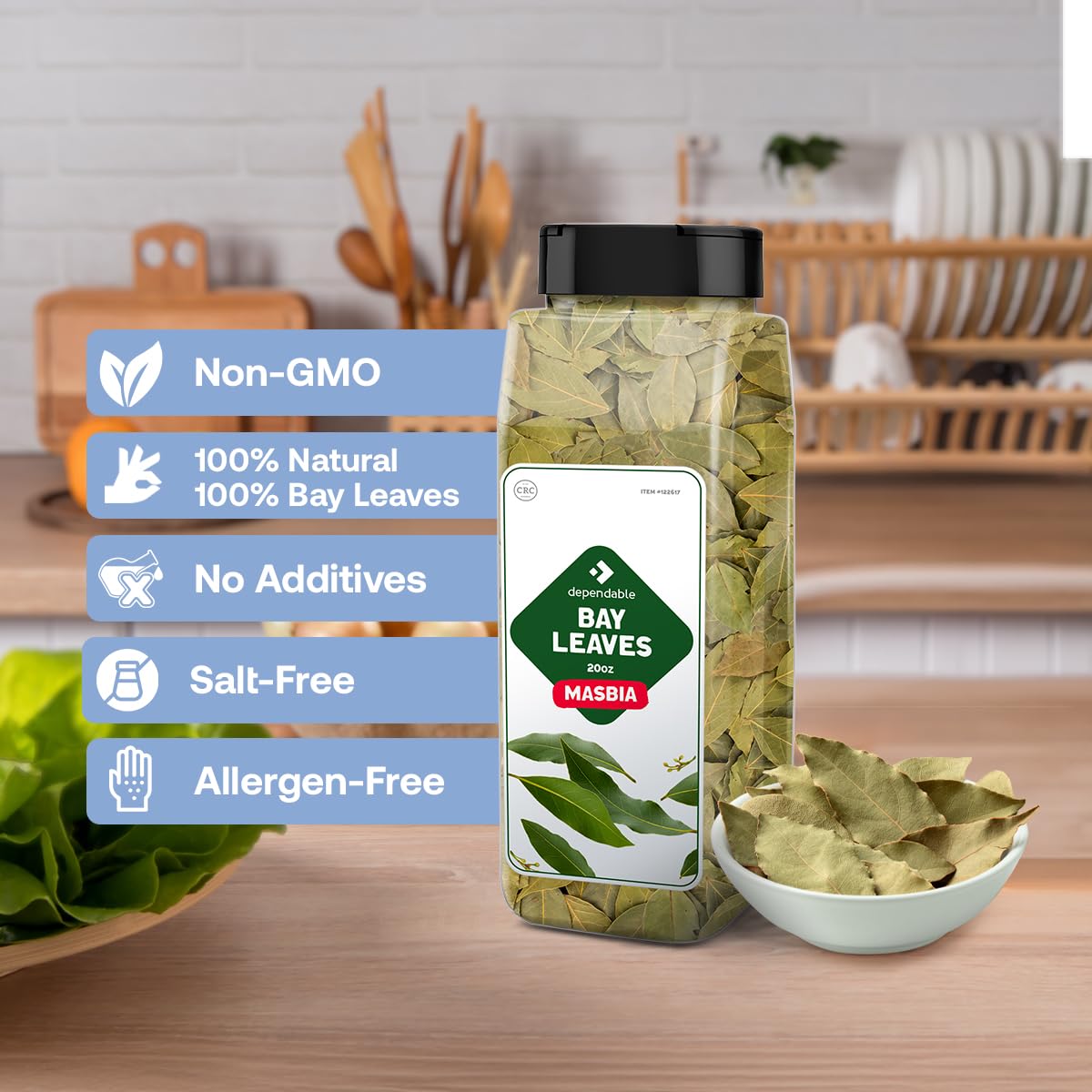 Dependable Foods Bay Leaves - 2 Oz. Jar - 100% Natural, Non-Gmo, Salt-Free | Kosher, Allergen-Free | Natures Aroma