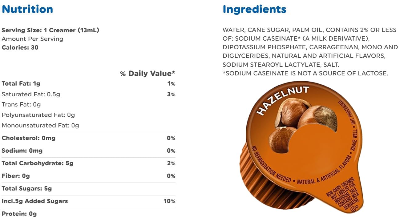 Creamer Singles Bundle | Made In America & Vegetarian | (48 Count, Hazelnut)