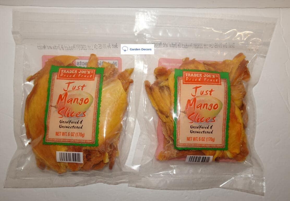 Trader Joes Dried Fruit Just Mango Slices Unsulfured & Unsweeted 6oz 170g (Two Bags)