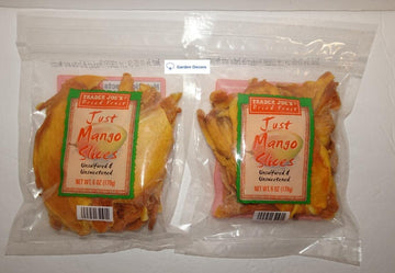 Trader Joes Dried Fruit Just Mango Slices Unsulfured & Unsweeted 6oz 170g (Two Bags)