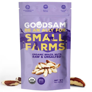 GoodSAM Organic Raw Brazil Nuts 0.5lb  Unsalted  Gluten Free  Non GMO  Vegan  Keto  Regenerative Farming  Direct Trade