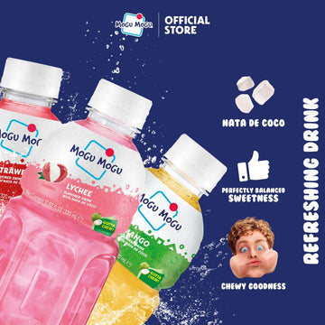 Mogu Mogu Drink Variety Pack - 6 Chewable Juice Boxes with Lychee, Mango, and Strawberry Flavors for Kids