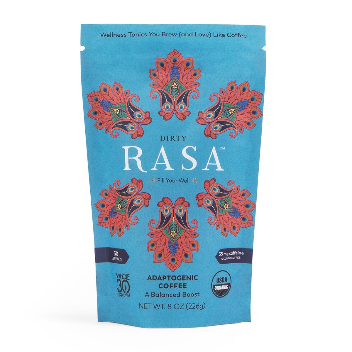 Rasa Adaptogenic Mushroom Coffee | Fair-Trade | Vegan | 8 oz | 30 Servings