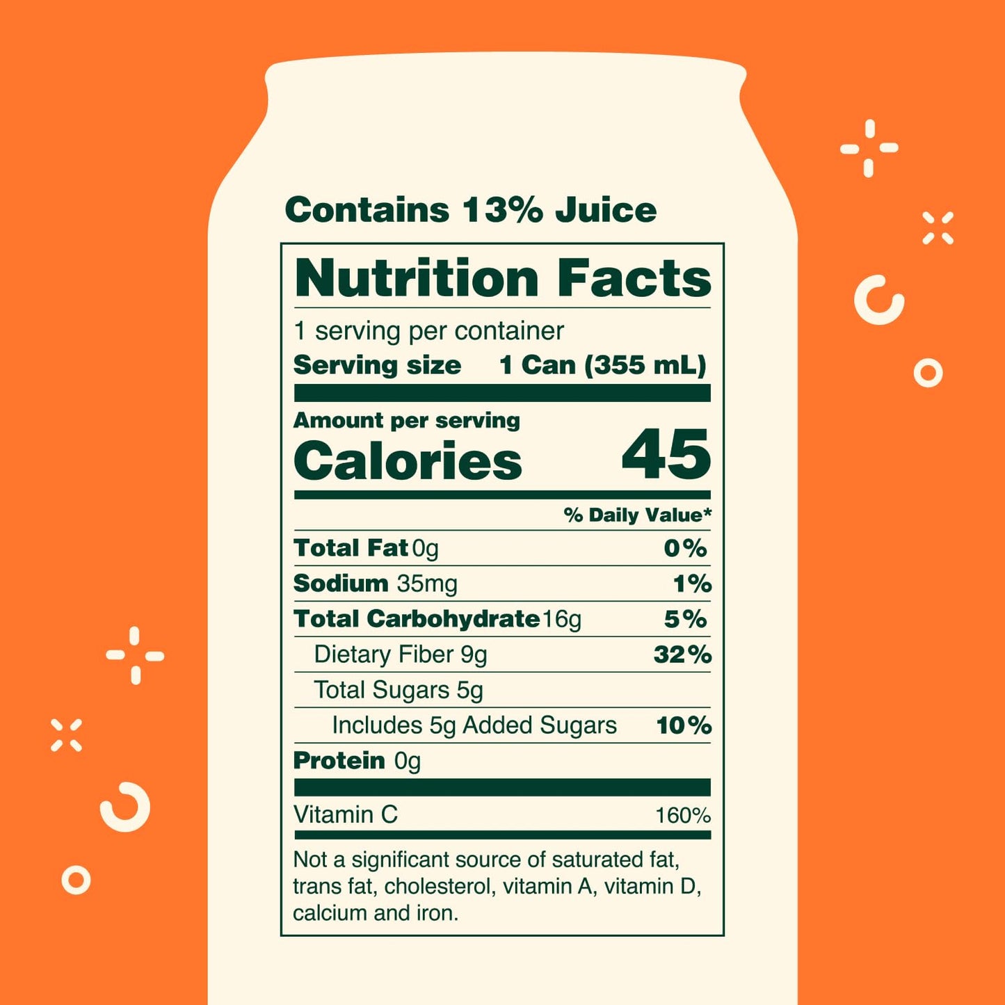 Olipop Prebiotic Soda Pop, Orange Squeeze, Prebiotics, Botanicals, Plant Fiber, 12 Fl Oz (12 Cans)