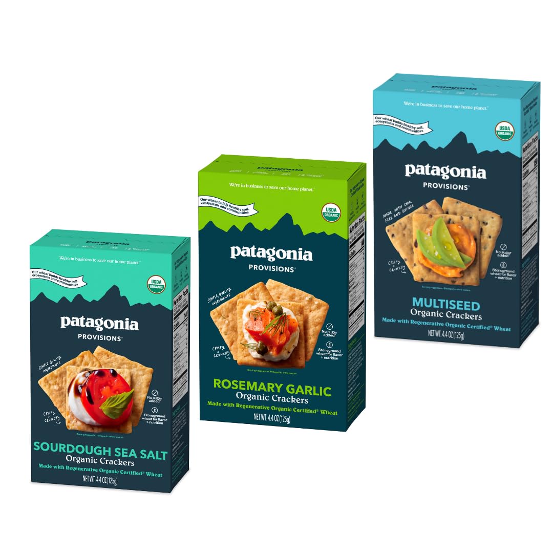 Patagonia Provisions Cracker Variety Pack - 3g Plant Protein, Non-GMO, No Added Sugar - 4.4 oz (Pack of 3)