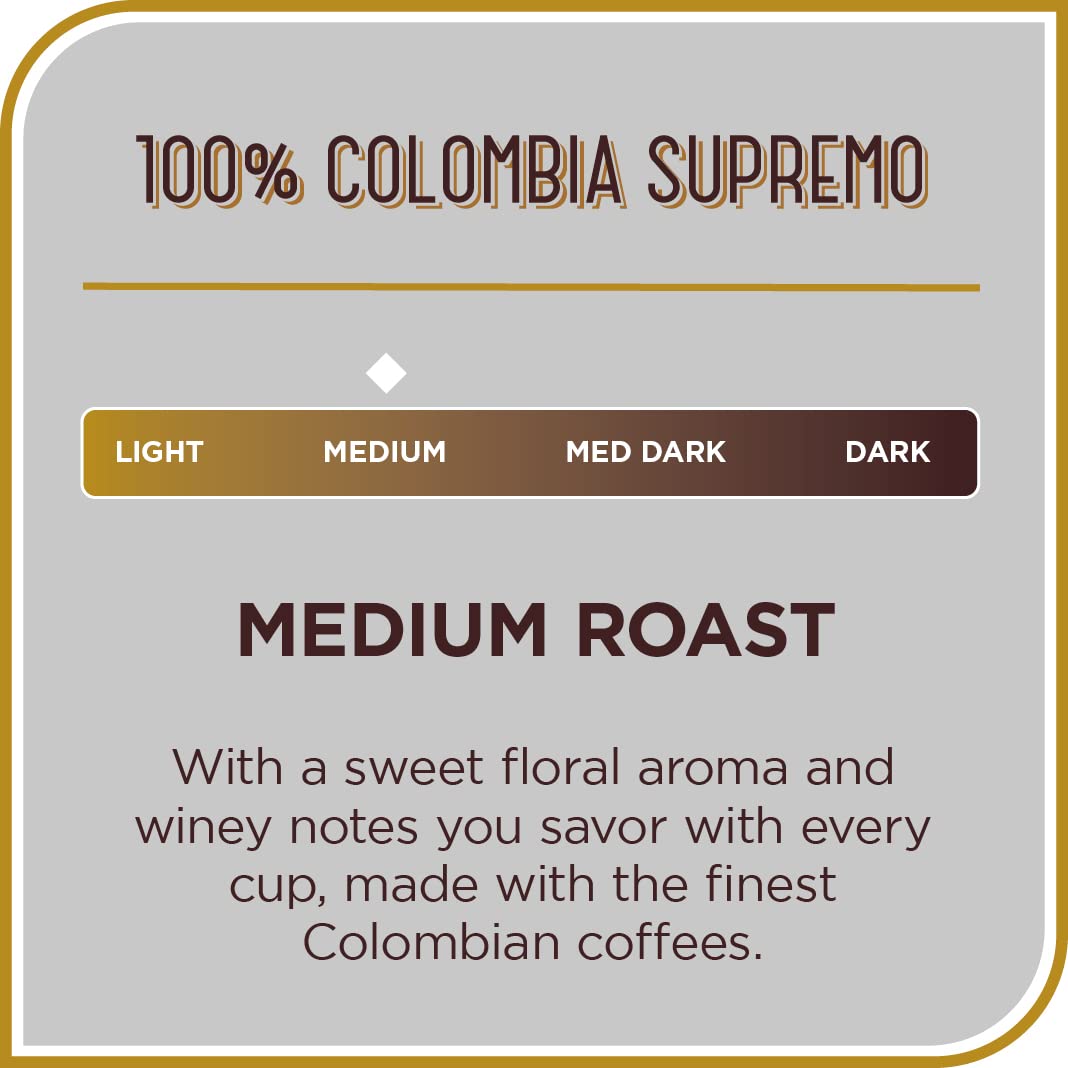Don Franciscos Colombia Supremo Ground Coffee, Medium Roast, 12 oz Cans (Pack of 3), Original
