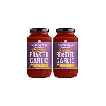 Sonoma Gourmet Roasted Garlic Pasta Sauce, USDA Organic, Non-GMO, No Sugar Added, 25 Ounce Jars (Pack of 2)
