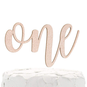 Nanasuko 1St Birthday Cake Topper - One - Double Sided Rose Gold Glitter - Premium Quality Made In Usa
