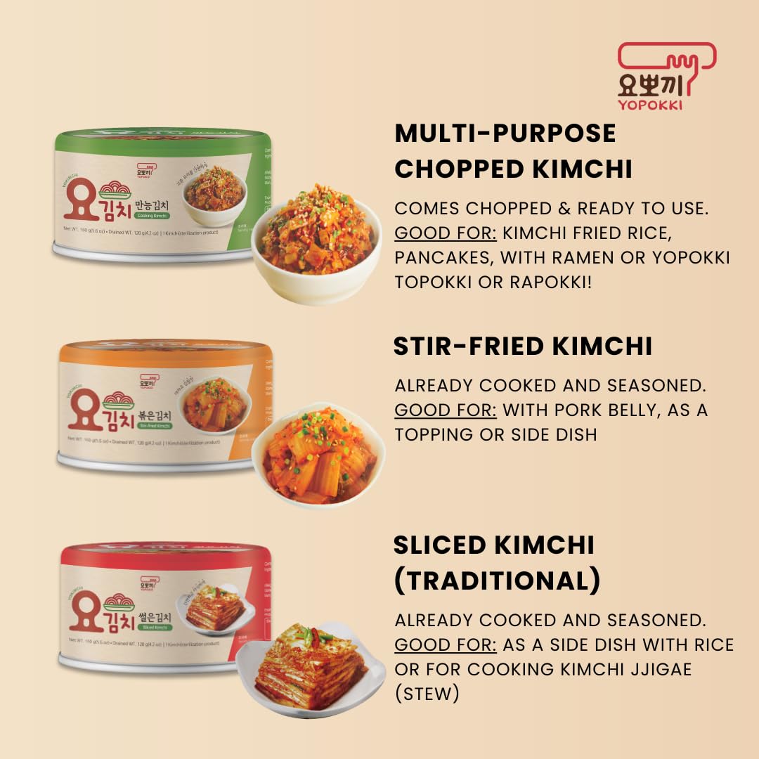 Yopokki Korean Canned Regular Kimchi, Napa Cabbage, 4EA (22.56 oz), Original Taste