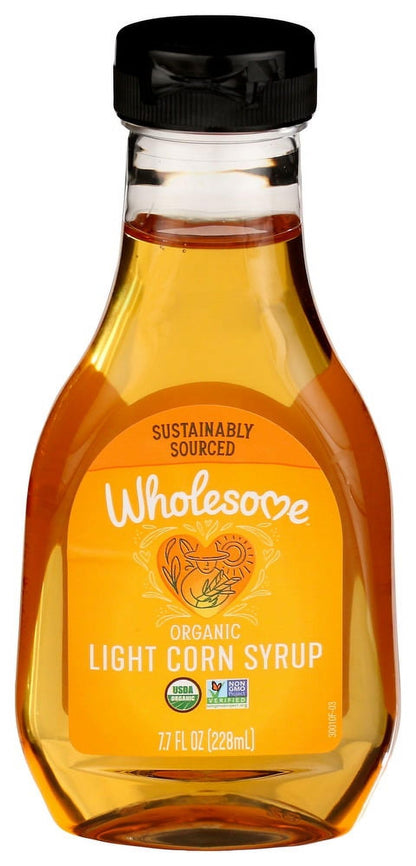 Wholesome Sweeteners 7.7-Ounce Organic Light Corn Syrup, Non GMO, Gluten Free & Vegan, for Baking and Glazing, 1 Pack