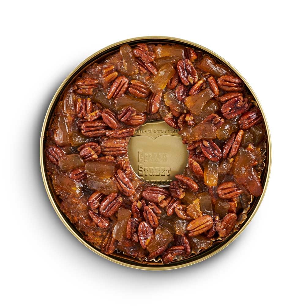 Collin Street Bakery Pineapple Pecan Cake In Collectible Gift Tin - 115 Regular Size 7    Cake With Pecans, Pineapple, & Honey