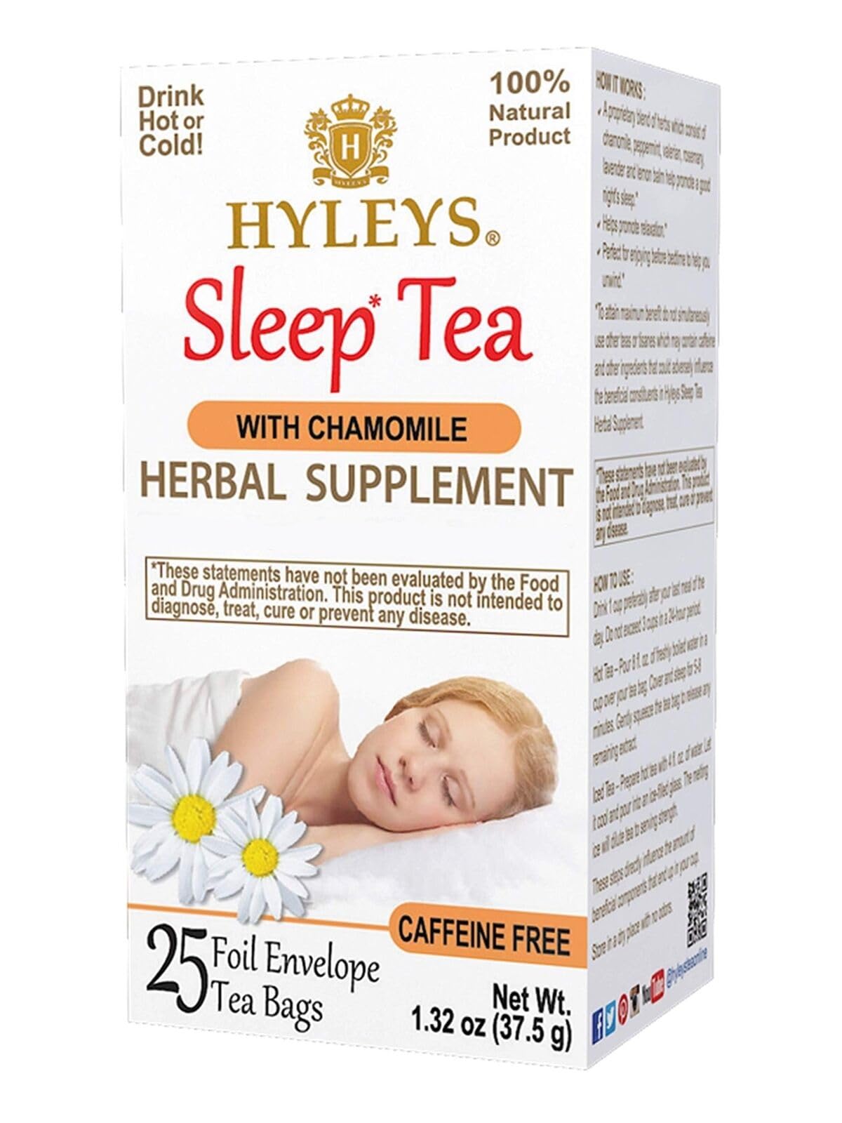 HYLEYS Chamomile Tea - Herbal Caffeine-Free - 25 Tea Bags per Pack - 6 Packs - 150 Total Bags