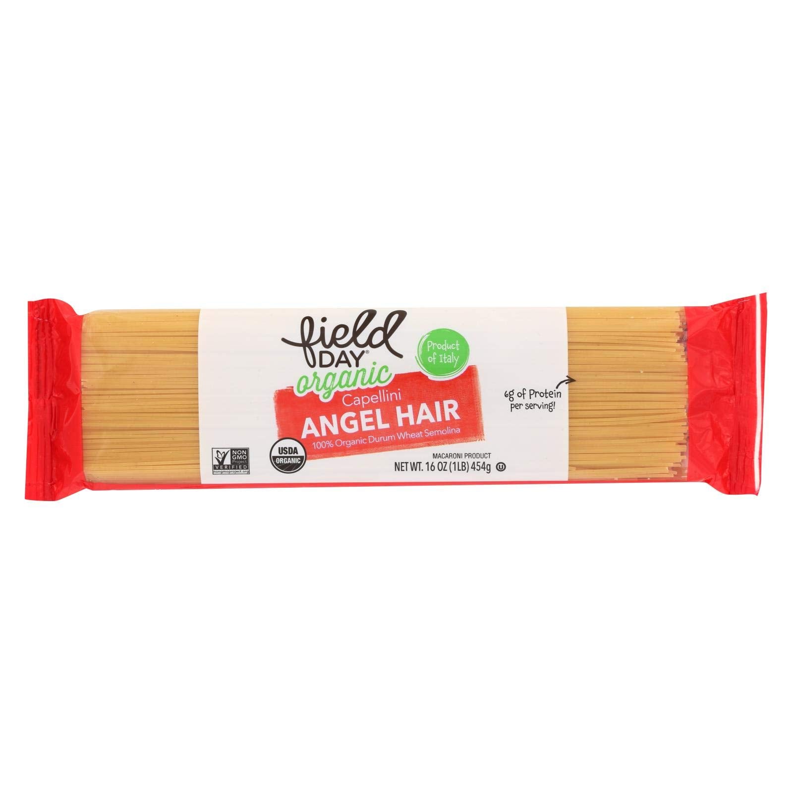 Field Day Organic Capellini Angel Hair 16 Oz. (Pack Of 12)