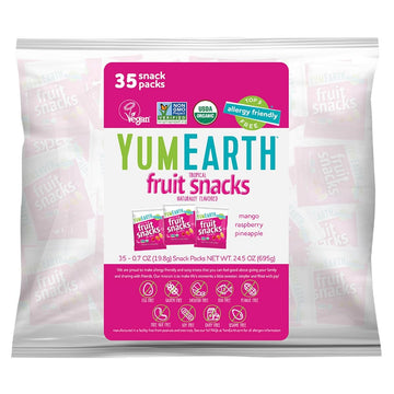 Yumearth Organic Tropical Fruit Snacks - Fruit Gummies Snack Packs, Gluten Free Snacks For Kids - Allergy Friendly, Non-Gmo, Veg