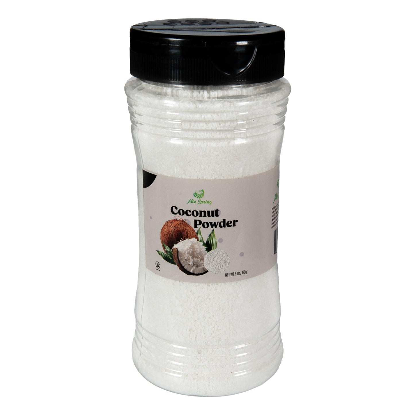 Miss Spring Coconut Powder | All Natural Vegan Free Desiccated Coconut With Creamy Texture | Carefully Packed In A Resealable Jar | Ideal For Baking, Smoothies, Curries & New Recipes - 6 Oz (170G)\
