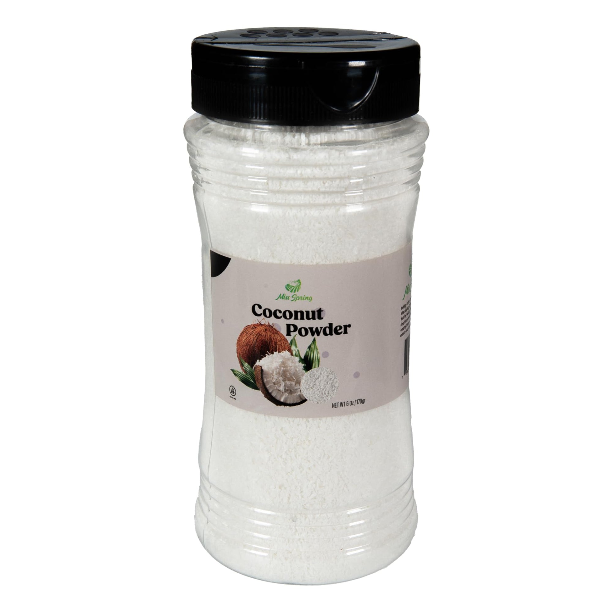 Miss Spring Coconut Powder | All Natural Vegan Free Desiccated Coconut With Creamy Texture | Carefully Packed In A Resealable Jar | Ideal For Baking, Smoothies, Curries & New Recipes - 6 Oz (170G)\